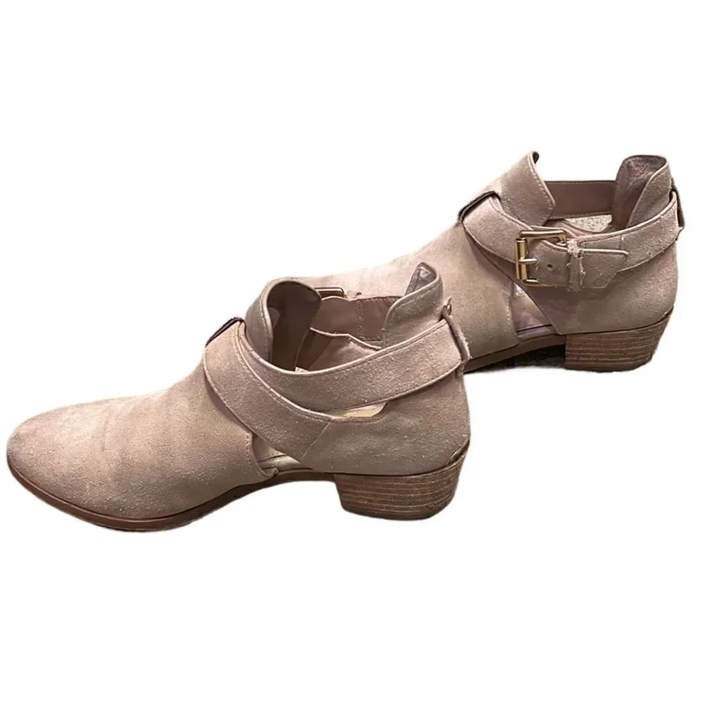 Michael Kors Women’s 6.5 Suede Nude Open Ankle Booties